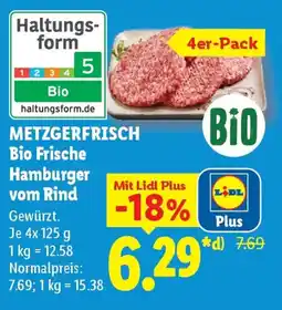 Lidl METZGERFRISCH Bio Frische Hamburger vom Rind Angebot