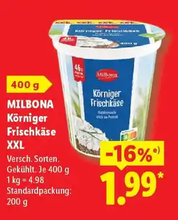 Lidl MILBONA Körniger Frischkäse XXL Angebot
