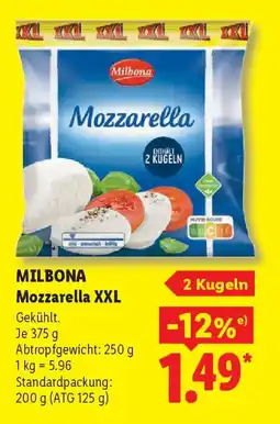 Lidl MILBONA Mozzarella XXL Angebot