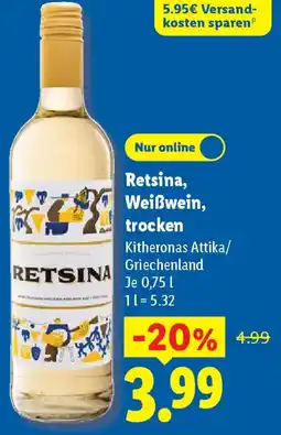 Lidl Retsina, Weißwein, trocken Angebot