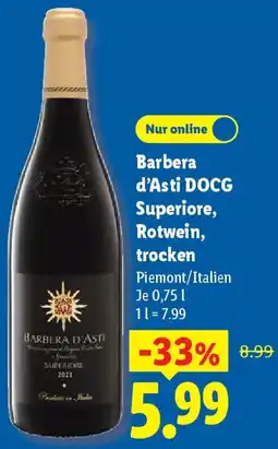 Lidl Barbera d'Asti DOCG Superiore, Rotwein, trocken Angebot