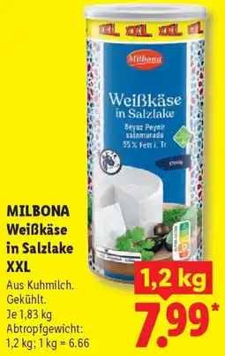 Lidl MILBONA Weißkäse in Salzlake XXL Angebot