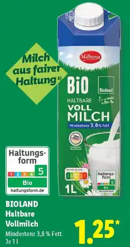 Lidl BIOLAND Haltbare Vollmilch Angebot