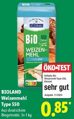 Lidl BIOLAND Weizenmehl Type 550 Angebot