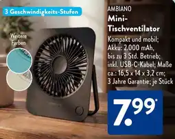 Aldi Süd AMBIANO Mini Tischventilator Angebot