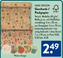 Aldi Süd HOME CREATION Geschenk-/ Packpapier Angebot