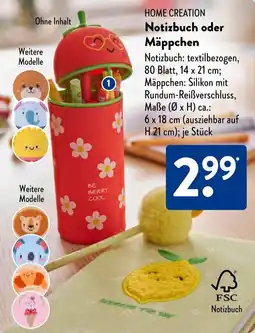Aldi Süd HOME CREATION Notizbuch oder Mäppchen Angebot