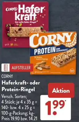 Aldi Süd CORNY Haferkraft oder Protein-Riegel Angebot
