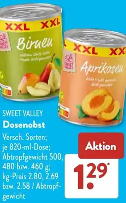 Aldi Süd SWEET VALLEY Dosenobst Angebot