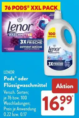 Aldi Süd LENOR Pods oder Flüssigwaschmittel Angebot