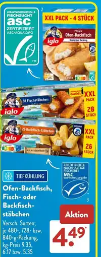 Aldi Süd Ofen-Backfisch, Fisch- oder Backfischstäbchen Angebot