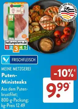 Aldi Süd MEINE METZGEREI Puten Ministeaks Angebot