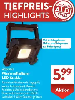 Aldi Süd WORKZONE Wiederaufladbarer LED-Strahler Angebot