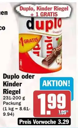 HIT Duplo oder Kinder Riegel Angebot