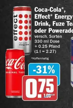 HIT Coca-Cola*, Effect* Energy Drink, Fuze Tea oder Powerade Angebot