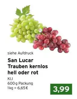CAP Markt San Lucar Trauben kernlos hell oder rot Angebot