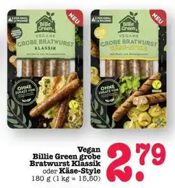 Scheck-in-Center Vegan Billie Green grobe Bratwurst Klassik oder Käse-Style Angebot