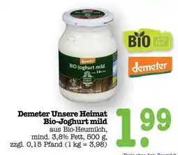 Scheck-in-Center Demeter Unsere Heimat Bio-Joghurt mild Angebot