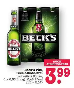Scheck-in-Center Beck's Pils, Blue alkoholfrei Angebot