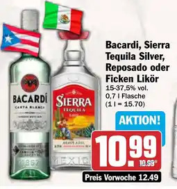 AEZ Bacardi, Sierra Tequila Silver, Reposado oder Ficken Likör Angebot
