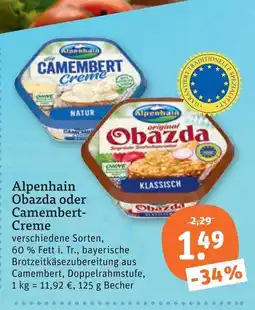 tegut Alpenhain obazda oder camembert-creme Angebot
