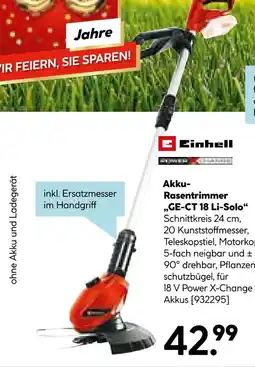 Hellweg Einhell akku-rasentrimmer ge-ct 18 li-solo Angebot