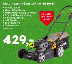 Globus Baumarkt Akku rasenmäher „parm 4046vs“ Angebot