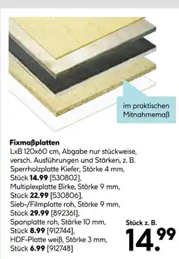 Hellweg Fixmaßplatten sperrholzplatte kiefer Angebot