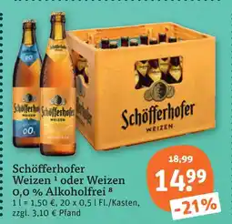 tegut Schöfferhofer weizen oder weizen 0,0 % alkoholfrei Angebot