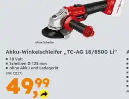 Globus Baumarkt Akku-winkelschleifer „tc-ag 18/8500 li“ Angebot