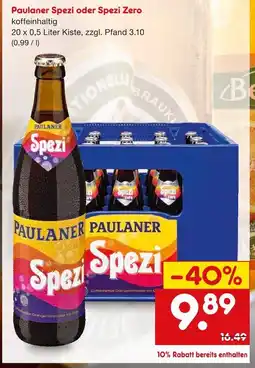 Netto Marken-Discount Paulaner spezi oder spezi zero Angebot