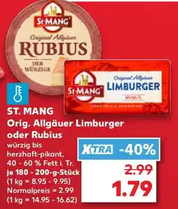 Kaufland ST. MANG Orig. Allgäuer Limburger oder Rubius Angebot
