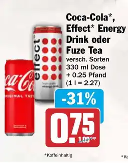 AEZ Coca-Cola, Effect Energy Drink oder Fuze Tea Angebot