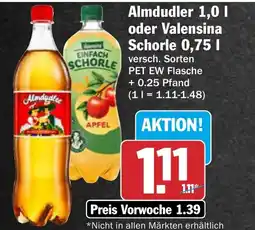 AEZ Almdudler oder Valensina Schorle Angebot
