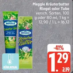 Edeka Meggle Kräuterbutter Riegel oder Tube Angebot