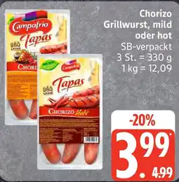 Edeka Chorizo Grillwurst, mild oder hot Angebot