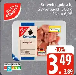 Edeka GUT& GÜNSTIG Schweinegulasch, SB-verpackt, 500 g 1 kg = 6,98 Angebot
