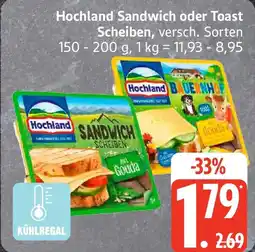 Edeka Hochland Sandwich oder Toast Scheiben Angebot