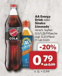 Combi AA Energy Drink oder Sinalco Limonade Angebot