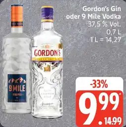 Edeka Gordon's Gin oder 9 Mile Vodka Angebot