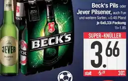E-Center Beck's Pils oder Jever Pilsener Angebot