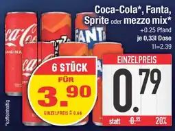 E-Center Coca-Cola, Fanta, Sprite oder mezzo mix Angebot