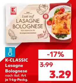 Kaufland K-CLASSIC Lasagne Bolognese Angebot