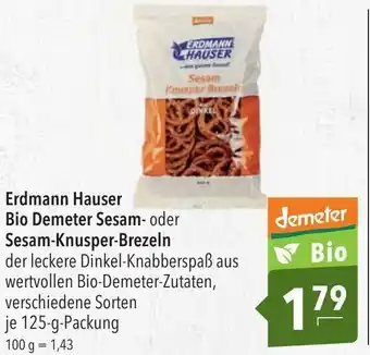 CITTI Markt Erdmann Hauser Bio Demeter Sesam oder Sesam Knusper Brezeln 125g Angebot