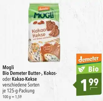 CITTI Markt Mogli Bio Demeter Butter, Kokos oder Kakao Kekse 125g Angebot