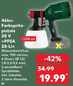 Kaufland PARKSIDE Akku Farbspritzpistole 20 V PFSA 20-Li Angebot