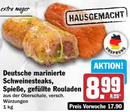 HIT Deutsche marinierte Schweinesteaks, Spieße, gefüllte Rouladen Angebot