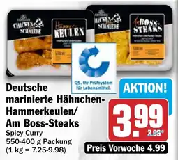 HIT Deutsche marinierte Hähnchen Hammerkeulen/ Am Boss-Steaks Angebot