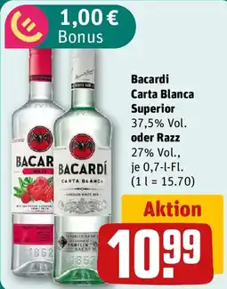 REWE Bacardi Carta Blanca Superior oder Razz Angebot