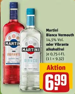 REWE Martini Bianco Vermouth oder Vibrante alkoholfrei Angebot